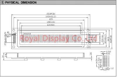 Ryp1601b 16X1 Standard Character LCD Modules
