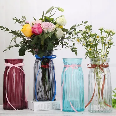 Wholesale Round Decoration Clear Colored Cylinder Glass Vase