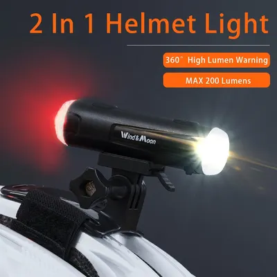 2-in-1 Helmet Night Riding Warning Light 800mAh Battery IP66 Waterproof Cycling Light