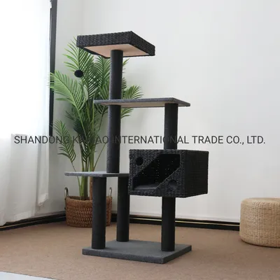 China Factory Luxury Cat Tree Scratcher Weaved with Paper Rope Eco-Friendly Pet Products