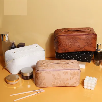 Wholesale Multifunctional PU Cosmetics Storage Bag Retro Embossed Travel Convenient Storage Bag