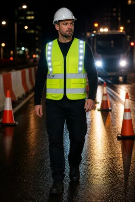 LED High-Visibility Multi-Pocket Safety Vest