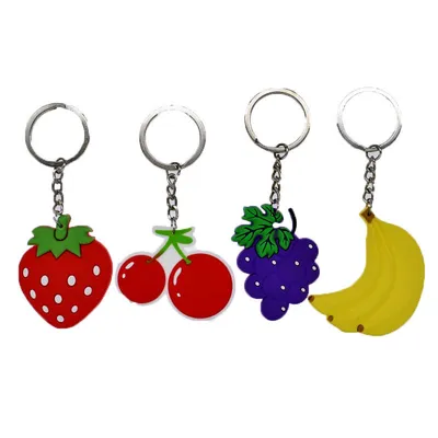 Vibrant PVC Cartoon Fruit Keychains for Fun Accessories