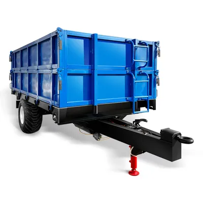 Best Selling 3.5 Tons 5 Tons Blue Color 2-Wheel 1 Axle Farm Trailer for Agricultural Transportation