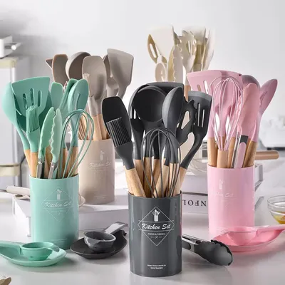 Colorful Silicone Kitchenware Spatula Tong Whisk