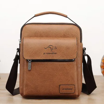 Custom M2502 Retro PU Leather Vertical Portable Business Men Messenger Bags Large Capacity Men Shoulder Handbags Manufacturer for Man Bag