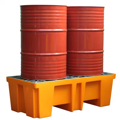 Warning Orange 2 Drum Chemical Spill Containment Pallet Proof