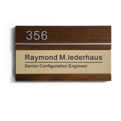 Wooden Office Name Sign with Door Number