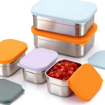 Food Grade 304 Stainless Steel Spice Container Eco-Friendly Kitchen Storage Box Minimalist Food Container for Meal Prep