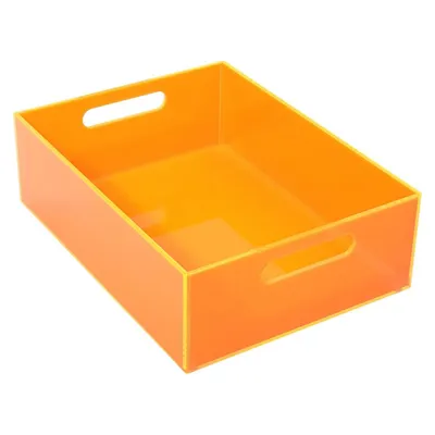 Neon Orange Kitchen Pantry Organizer Acrylic Storage Container Box with Handles
