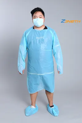 20GSM CPE Isolation Gown PPE for Blue Coverall Protective Clothing FDA Approved