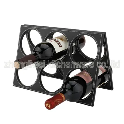 Leather Six Bottle Wine Rack -608250