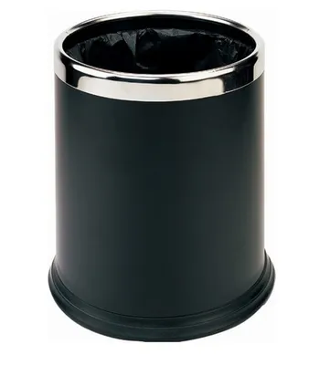 Factory Price 10L Round Double Layer Black Metal Hotel Room Dustbin