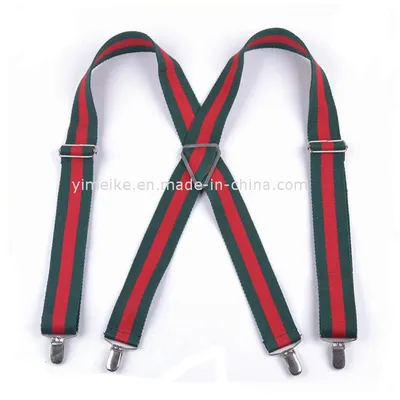 Custom High Quality Men Striped Fabric X Suspender