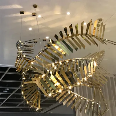 Hotel Lobby Decorative Aluminium Chandelier with Stainless Steel
