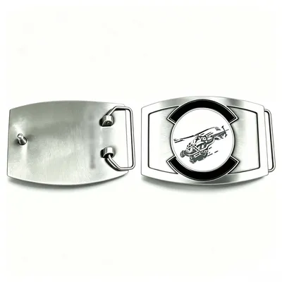 Customized Plated Embossed Zinc Alloy Rectangular Belt Buckle for Helicopter Pattern Decoration