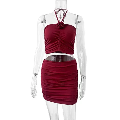 OEM/ODM Sexy Sling Camisole and Bodycon Skirt Set