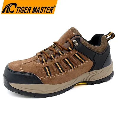 Tiger Master Brown Suede Leather Steel Toe Anti-Puncture Hiking Sport Safety Shoes