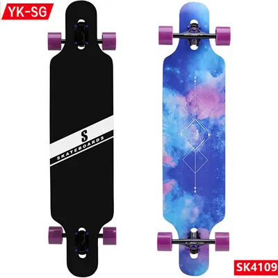 41 Inch Longboard Skateboard, 8 Layers Natural Northeast Maple Complete