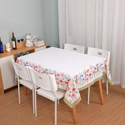 Custom Printed Rectangle Square Polyester Floral Tablecloth Table Cloth for Home Kitchen Dinner