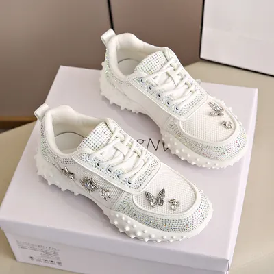 Chic Rhinestone Pattern Chunky Shoes for Stylish Women
