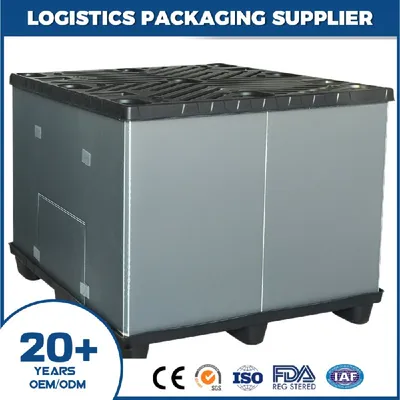 China Collapsible Foldable Plastic Pallet Box with 8 Internal Locks