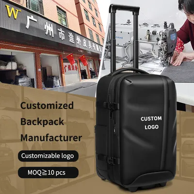 Hidden Trolley Multiple Compartments Dry-Wet Separation with Built-in Pump Anti-Theft Men's Backpack