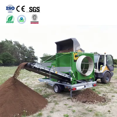 Mobile Compost Trommel Screen Topsoil Screener Sifting Stone Screening Plant Sand Drum Screen Plant for Sale
