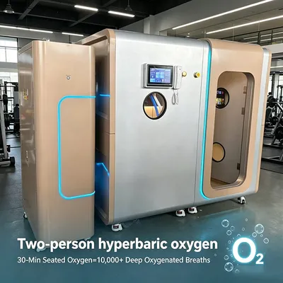 Smart Control Luxury 2 Person Carbon Fiber Hardshell Hyperbaric Oxygen Chamber 1.1-2.0 ATA Full Adjustable Seated Hbot with TV for High-End Commercial Use