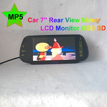 Car Rearview Mirror LCD MP5 Monitor USB SD Mini Little Finger