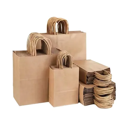 UV-Printed Handle Bulk Kraft Paper Shopping Bags with Custom Logo for Premium Chocolate Promotion