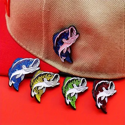 Metal Hat Pins Backing Card Wholesale Hat Decoration Cartoon Pin Soft Hard Enamel Creative Fish Enamel Pin Badge