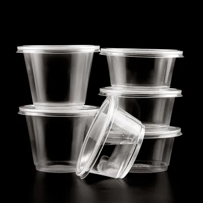 Takeout to Go 150ml PP Clear Plastic Food Sauce Cups Packaging Small Snack Storage Boxes with Lids