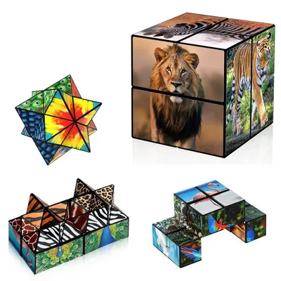 2 in 1 Fidget 3D Shape Shifting Infinity Magic Cube Mini Folding Decompression Geometric Star Puzzle Cube Stress Relief Toy