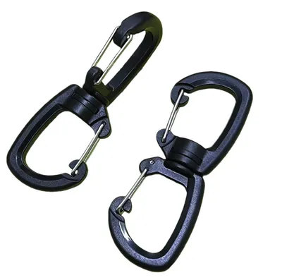 Plastic S-Hook / Figure-8 Clip — Double-Ended Hardware Hook with Metal Carabiner — Dual-Head Climbing-Style Hook