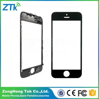 Phone Front Screen Glass with Frame for iPhone 5s Black