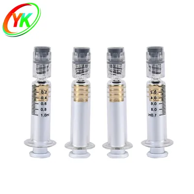 Custom Logo 1ml Luer Lock Glass Syringe with Metal Plunger for Oil