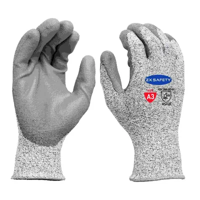 13G Grey PU Coated Hppe Glassfiber Cut 5 Gloves