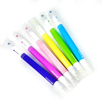 Erasable Fluorescent Highlighter Double End Markers Chisel Tip Highlight & Fine Tip Drawing