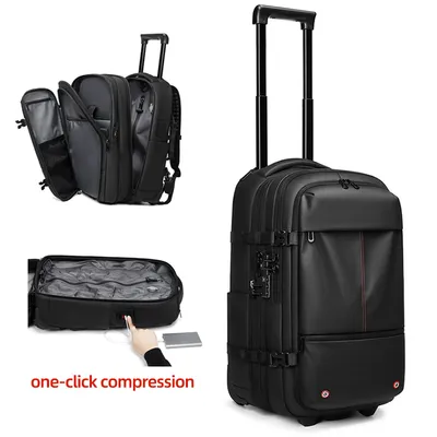 Carry-on Trolley Bag Tsa Lock USB 17" Laptop Compress Man' S Backpack