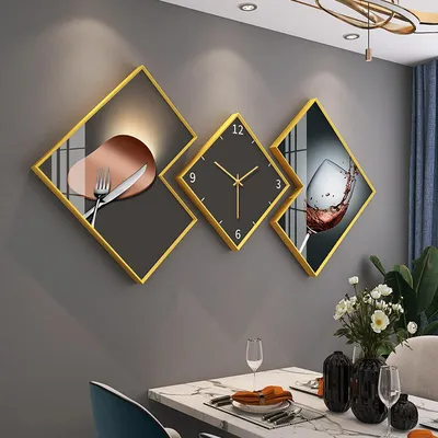 Wholesale 3PCE/Set Modern Restaurant Wall Crystal Porcelain Painting Clock