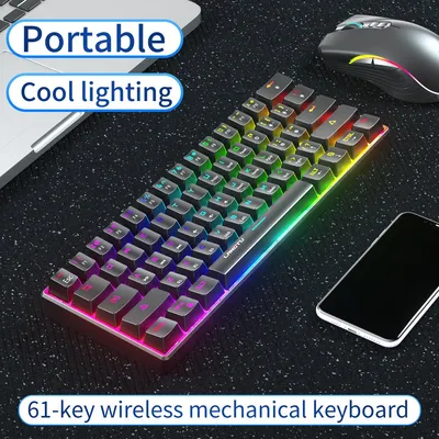 E-Sport Game RGB Backlight Mini 61 Keys Keyboard 60% Wireless Wired Mechanical Gaming Keyboard