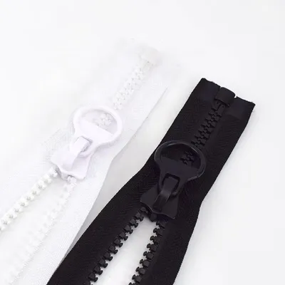 Heavy Duty DIY Zip Accessories Black and White Custom Sewing Accessories Clothing Coat Closed-End Zippers Resin Zipper