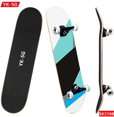 Customized Logo Beginner Maple Double Kick Wooden Completes Skateboards Skate Board with 4 Wheels