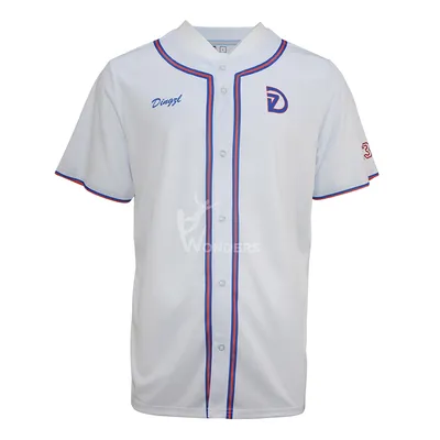 Men's V-Neck Stripe in Middle Body Line Embroidered Loose-Fitting Fashion Button Baseball Shirt