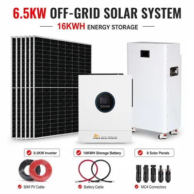 Complete Set 10kw 15kw 20kw Solar Panels System 5000W 51.2V on off Solar Lithium Battery Solar Energy Home System
