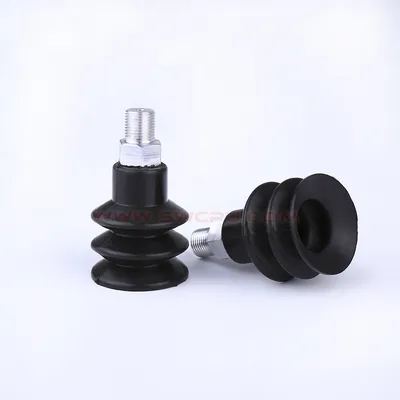 Custom Black NBR Silicone Rubber Bellow Sucker, Vacuum Suction Cup with Metal Screw