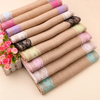 Jute Twine Linen Yellow Linen Manufacturers Selling Lace Lace with Sackcloth Desk Flag Chair Yarn Christmas Party Process Wedding Decoration Products