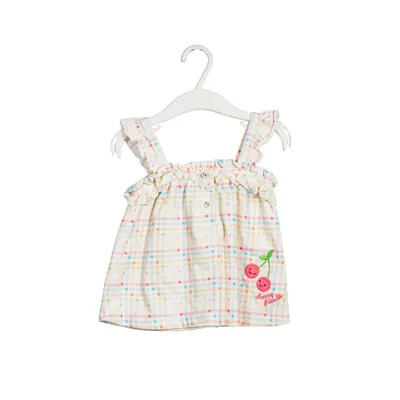 Summer Fashion Breathability Exquisite Embroidered Checked Jumper for Girls