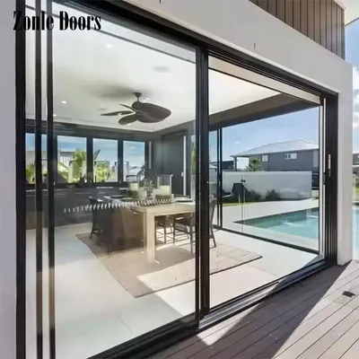 Impact Thermal Break Double Large Glass Aluminum Sliding Doors Aluminium Tempered Glass Sliding Doors